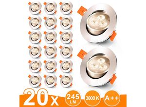 9051292161215 - TolleTour 20er LED Einbaustrahler Deckeneinbauleuchte Set Einbauleuchte Deckenleuchte Einbauspot Deckenspot IP20 245LM Spots Warmweiß 3W - Kaltweiß