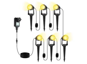 9051292168504 - Led Gartenstrahler mit Erdspieß 6er Set Gartenleuchte Gartenbeleuchtung mit Stecker Wasserdicht IP65 Warmweiß - Warmweiß - Tolletour