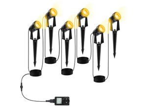 9051292168528 - Einfeben - TolleTour 6tlg led Gartenstrahler mit Erdspieß Außenstrahler Gartenbeleuchtung mit Stecker Wasserdicht IP65 Warmweiß