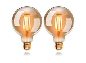 9057645597397 - Jusch - Set mit 2 6-W-Edison-Vintage-G95-LED-Glühbirnen Warmweiß 2200 k E27 entspricht einer 48-W-Glühlampe Retro-Antik-Dekorationslampe