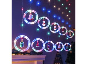 9057645597762 - Weihnachts-Lichtvorhang 3 m Innenfenster-Lichtvorhang-Girlande mehrfarbig mit 3D-Weihnachtsfiguren-Lichtern Schlafzimmer Zuhause Party-Dekoration