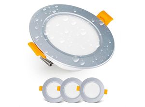 9057645598530 - Einbau-LED-Strahler-Downlight LED-Deckenstrahler IP54 für Badezimmer Feuchträume Warmweiß 3000K 3er-Set extraflacher runder LED-Strahler 7 Watt