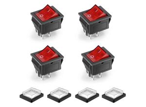 9057645599315 - Aougo - 4 Stück 4 Pins 2 Positionen Ein Aus Wasserdichter LED-beleuchteter Wippschalter Mini-Boots-Wippschalter dpst ac 250 v 16 a 125 v 20 a Rot