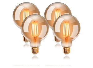 9057645599407 - W Edison Vintage G80 LED-Lampen Warmweiß 2200 k E27 entspricht 48 w Glühlampe Retro-Glühlampe Retro-Antik-Dekorationslampe nicht dimmbar 4er-Set