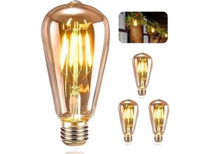 9057645599452 - LED-Edison-Glühbirne E27 Vintage-Dekolampe Retro-Antik ST64 4 w LED-Filament warmweiß für Restaurant Café Bar Glühlampen (3 Stück)