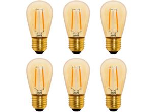 9057645599780 - Jusch - S14 Vintage LED-Glühlampe E27 1 w bernsteinfarben Edison-Ersatz 10 w Glühlampe nicht dimmbar Warmweiß 2200 k ac 220 v 6er-Pack