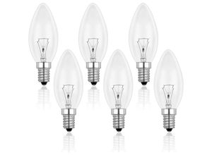 9057645600035 - Jusch - E14 40 w klare Kerzenbirne dimmbare Glühlampe Warmweiß 2700 k 400 lm Flammen-Glühbirne E14 Edison-Schraub-Kerzenbirnen 6 Stück