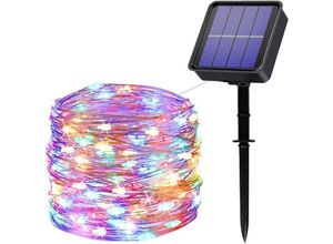 9057645600448 - Jusch - Solar-Lichterkette für den Außenbereich 22 m 200 LEDs Solar-Lichterkette 8 Modi wasserdicht Kupferdraht Dekoration Lichterkette für