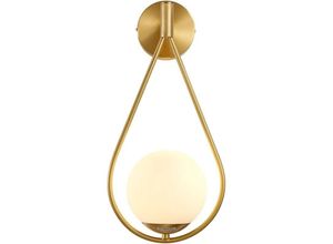 9070514286208 - Qiedie - LED-Wandleuchte modernes Industrie-Interieur Retro Glas runde Kugel Metall E27 Bronze