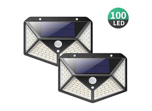 9070514286369 - Outdoor-Solarlampe leistungsstarke Version 2 Stück 100 LEDs 2200 mAh wasserdicht 270180 Bewegungssensor Solar-Wandstrahler