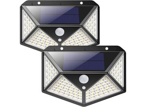 9070514287229 - Qiedie - Solarlampe für den Außenbereich verbesserte Version 2 Stück 100 LEDs 2200 mAh wasserdichte Außenbeleuchtung 270° Solarlicht