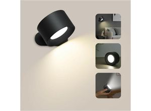 9075289918309 - Kinsi - Wandleuchte mit USB-Ladeanschluss Touch-Steuerung 3 Helligkeitsstufen 3 Temperaturen um 360° drehbare Lampe