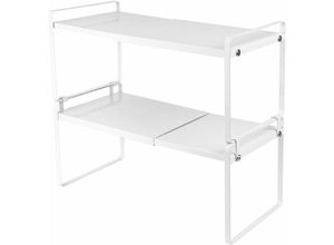 9076306323014 - Spülbecken Organizer küchen Organizer küchenorganizer 2 Etagen Unter Waschbecken Regal Schrank Organizer Arbeitsplatte Regal für Küche Bad Weiss