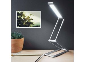 9078382003248 - Rhafayre - LED-Schreibtischlampe – Drahtlose faltbare Leuchte aus Aluminium mit Micro-USB und abnehmbarem Haken – Wohnzimmer-Nachttischlampe – Silber