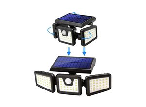 9078382035447 - MINKUROW Solarleuchten Außen Outdoor Solarleuchte mit Bewegungssensor 70 LEDs IP65 Wasserdicht 3 Kopf Outdoor Solar Flutlicht für Garten