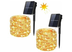 9078382053304 - Minkurow - 2er Pack Solar Lichterketten Outdoor 20m 200 Led Solar Lichterketten 8 Modi Wasserdichtes Kupferkabel Dekorative Lichterketten für Garten