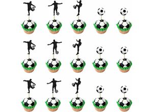 9078382055018 - MINKUROW 48 Stück Fußball Cupcake Toppers Dekoration Torte Fuß Fußball Kuchen Topper für Fußball Thema Party Geburtstag Party Dekoration