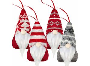 9078382055469 - 4 Stück schwedische Tomte-Gnomes-Weihnachtsornamente handgefertigter Plüsch-Skandinavien-Weihnachtsmann für Weihnachtsbaum-Hängedekorationen