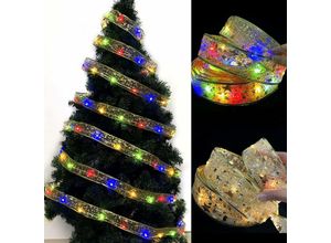 9078382055582 - Glänzende Band-Lichterketten 5 m LED-Band-Weihnachtslichter LED-Weihnachtsbaumband batteriebetriebene Diy-Spitzenschleife Weihnachtsdekoration