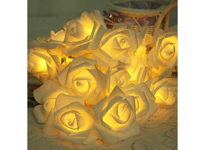 9078382056749 - Minkurow - Rose Lichterkette 3m 20 Leds Batteriebetriebene Lichterkette Blumendekoration Romantische Atmosphäre für Innen Haus Garten Schlafzimmer