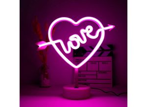 9078382075061 - Led Cupids Bow Leuchtreklame mit Herz Leuchtreklame Weihnachten Geburtstag Home Decor – Pink - Minkurow