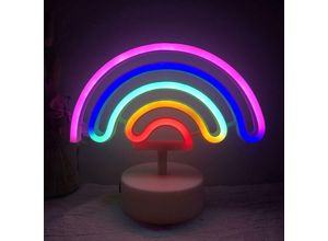 9078382075108 - Regenbogen-Neonlicht für Kinderzimmer mit Sockel niedliche bunte Neonlichter mit USB-Kabel betriebenen Regenbogenzeichenlichtern Innen-Nachtlicht