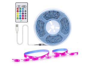 9078382077447 - Minkurow - 5M LED-Streifenlicht mehrfarbiges musikalisches RGB-LED-Streifenlicht mit Fernbedienung selbstklebender LED-Streifen 16 Farben und 4