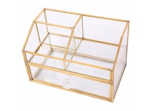 9078382090446 - Aufbewahrungsbox Schmuckkästchen Schminkkoffer Feine Verarbeitung Klare Ornamentfächer Make-up-Organizer Schminkschrank - Minkurow