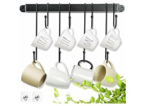 9078382090729 - Wandmontierter Küchenthekenrahmen Tassenregal Haken Aufhänger Organizer Kaffeebar Station einfach zu installieren - Minkurow
