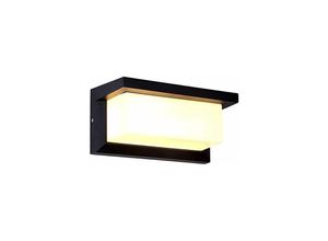 9078382091979 - Minkurow - Moderne Rechteckige Gartenlampe 18 w Led 3000 k Warmweißes Licht Wandleuchte Schwarz Aluminium Ungry Acryllampe Wasserdichte Befestigungen