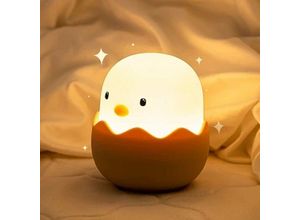 9078382098831 - MINKUROW Ei-Nachtlicht für Babyzimmer Kawaii Little Chicken Tischlampe wiederaufladbar dimmbar Silikon Berührungssensor