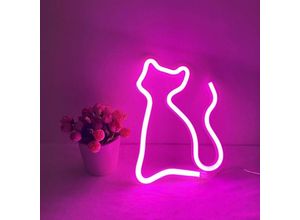 9078382107489 - Leuchtreklamen in Katzenform LED-Neonlicht dekorative Kunst Wanddekoration Katze Rosa - Minkurow