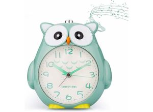 9078382108585 - Baby Kids Cartoon Owl Silent Sweep Wecker mit Song Wecker für Schlafzimmer Nachttisch mit NachtlichtGrün - Minkurow