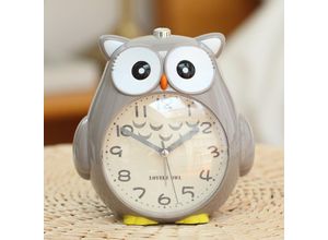 9078382108615 - Baby Kids Cartoon Owl Silent Sweep Wecker mit Song Wecker für Schlafzimmer Nachttisch mit NachtlichtGrau - Minkurow