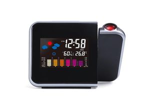 9078382109551 - Minkurow - Digitaler Projektionswecker mit Temperatur-Hygrometer Uhrzeit Datum LCD-Display Schwarz