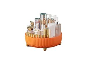 9078382181502 - 360 Grad drehbarer Plattenspieler-Organizer rundes Plattenspieler-Aufbewahrungstablett aus Kunststoff für Küche Theke Badezimmer Make-up Orange