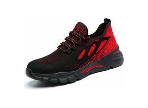 9078382204546 - Sicherheitsschuhe für Herren und Damen Stahl-Turnschuhe leichte atmungsaktive Arbeitsschuhe Sicherheitsschuh Schutzschuhe Rot 42EU - Minkurow