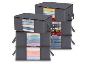 9078382204683 - 6er-Pack Kleideraufbewahrungstasche 35L faltbare Unterbett-Aufbewahrungsbox Quilt-Aufbewahrungshülle Schrank-Organizer starker Stoff klares