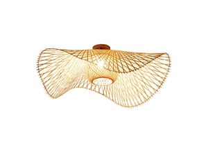 9078382283176 - Deckenleuchte aus natürlichem Rattan handgewebte Bambus-Deckenleuchte E27-Retro-Rattan-Lampe helle Holzbeleuchtung Deckenleuchte im Landhausstil