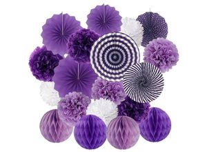 9078382284579 - Lycxames - Party-Dekorationszubehör 19 Stück Papier-Pompoms Blumen Ballfächer Dreiecksbanner Papierfächer und Girlanden Geburtstagsparty