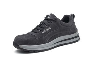 9078382314023 - Lycxames - Sicherheitsschuhe Herren Leichte Sicherheitssneaker Luftkissen Arbeitsschuhschutz Stahlkappe Bauschuh und atmungsaktive Industrie (Grau