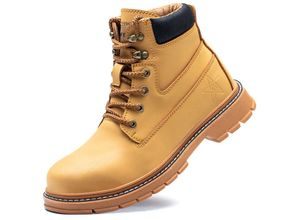 9078382314436 - Lycxames - Sicherheitsschuh Herren Damen Arbeitsstiefel wasserdichtes Leder leichte Stahlkappe unzerstörbare Sicherheitsstiefel Schutz S3 src eu