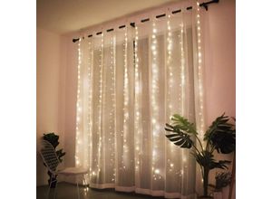 9078382314986 - Vorhang-Lichterkette 3 x 3 m 300 LEDs 8 Beleuchtungsmodi USB-Fernbedienung Vorhang-Lichter Fensterdekoration Innenbereich für Weihnachten