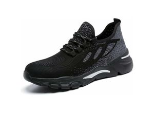 9078382335462 - Rhafayre - Herren-Sicherheitsschuhe Damen-Luftpolster-Sneaker leichte und atmungsaktive Arbeitsschuhe rutschfeste Sicherheitsschuhe Schwarz