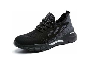 9078382335486 - Rhafayre - Herren-Sicherheitsschuhe Damen-Luftpolster-Sneaker leichte und atmungsaktive Arbeitsschuhe rutschfeste Sicherheitsschuhe Schwarz