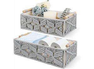 9078382336490 - Makramee-Aufbewahrungskörbe Handgewebte Dekorative Box Schreibtisch-Make-up-Organizer Aufbewahrungsboxen fuer Regale und Schraenke für Zuhause und