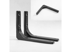 9078382337787 - Rhafayre - 2 Stück Regalhalterung Industrielle Regalhalterung Metall 90 Grad L-förmige Winkel Regal Schwarze Regalhalterung für Wandhalterung