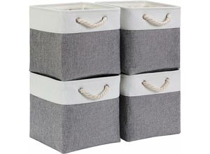 9078382343825 - Lycxames - Aufbewahrungsbox Stoff aufbewahrungskorb Grau Weiß Korbe Stoff in Würfel (28X28X28cm cm) für Schrank Regal und Kleidung (Faltbare