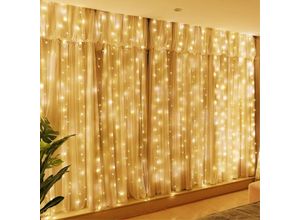 9078382351547 - Lycxames - Vorhang-Lichterkette 300 LED-Lichterketten 3 m x 3 m 8 Beleuchtungsmodi Niederspannung 31 v Fensterdekoration Weihnachten Hochzeit