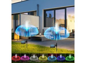 9080282299874 - Beijiyi - Set mit 2 Solarleuchten für den Garten im Freien Qualle Solar-Gartenleuchten mit farbwechselnder led wasserdicht solarbetrieben